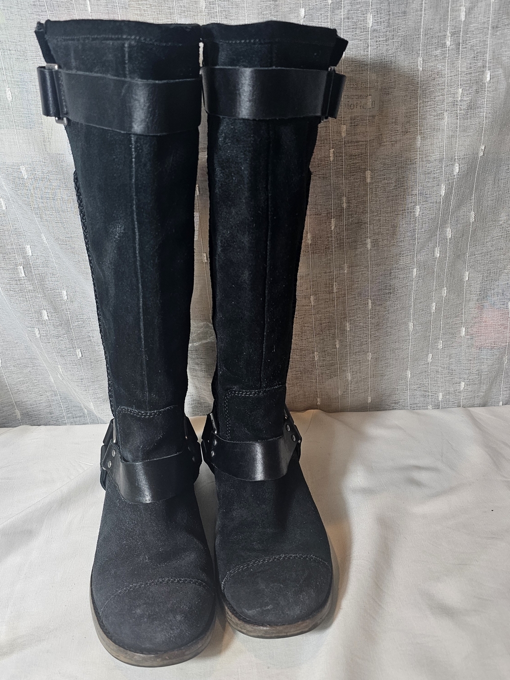 UGG Women's Black Suede Knee-High Riding Boots - Classic Women's Style. SZ 8 - Picture 2 of 5